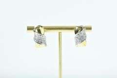 18K Yellow Gold Pave Diamond Wrap French Clip Hoop Earrings