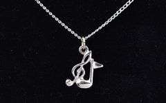 Music Note Pendant Necklace in Sterling Silver