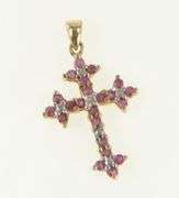 Sterling Silver Ruby Diamond Accent Cross Christian Pendant