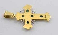 Beautiful 18K YG Cross with Emeralds