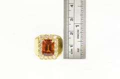 18K Yellow Gold 8.00 Ctw Orange Sapphire Diamond Halo Ring