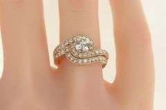 14K Rose Gold 1.65 Ctw Diamond Swirl Engagement Set Ring