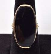 Sturdy 10K Yellow Gold Black Onyx Gemstone Ring