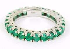 Sterling Emerald Eternity Band, Size 6.75