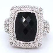 Judith Ripka emerald cut black onyx ring in 925 sterling silver