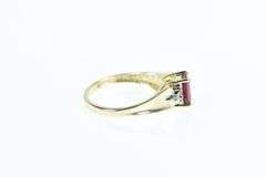 10K Yellow Gold Emerald Cut Syn. Ruby Diamond Accent Ring