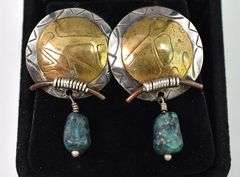 Sterling Silver Stud Earrings with Turquoise Gemstones