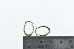 10K Yellow Gold Puffy Vintage Oval Hoop Fashion Earrings
