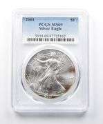 MS69 2001 American Silver Eagle PCGS Beautifully Toned