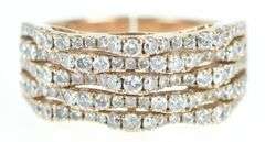 14K Rose Gold 1.00 Ctw Diamond Layered Wavy Band Ring