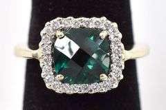 Fantastic 14K Yellow Gold Emerald and Diamond Ring