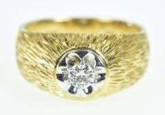 14K Yellow Gold 0.20 Ct Retro Grooved Vintage Statement Ring