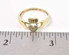 Meaningful 10K Yellow Gold Claddagh Diamond Ring