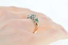14K White Gold 0.63 Ctw 1950's Emerald Diamond Classic Ring