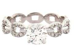 1.00ctw Round Diamond Chain Link Shank Engagement Ring in 14K