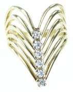 14K Yellow Gold 0.36 Ctw Diamond Chevron Layered Ring