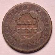 1835 Classic Head Half Cent, Corrosion.
