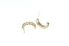 14K Yellow Gold Natural Ruby Half hoop Statement Earrings
