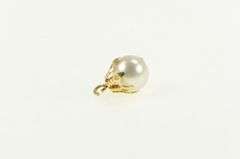 14K Yellow Gold 7.8mm Vintage Pearl Classic Simple Charm/Pendant