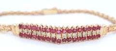 Set of 14kt Yellow gold diamond and ruby necklace, bracelet, ring and matching earrings