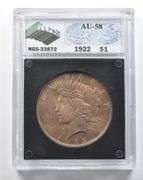 1922 Peace Silver Dollar AU58 NGS