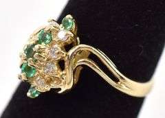 Amazing 14K Yellow Gold Emerald and Diamond Ring