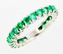 Sterling Emerald Eternity Band, Size 6.75