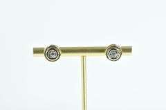 14K Yellow Gold 0.20 Ctw Diamond Two Tone Circle Stud Earrings