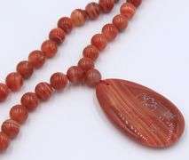Red Agate oval pendant on red agate beads necklace