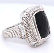 Judith Ripka emerald cut black onyx ring in 925 sterling silver