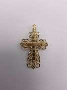 2.8g 14 YG Cross Pendant Diamond Cut 1.5x1"