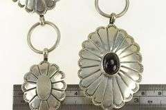 Sterling Silver Black Onyx Southwestern Stamped Oval Belt