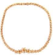 Polished Graduated Plumeria Station Necklace in 14K