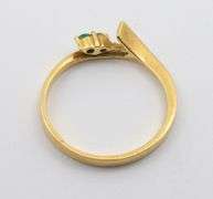 Cute Little 18K YG Emerald & Diamond Ring