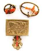3 Antique Gold Filled Coral Pins