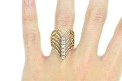 14K Yellow Gold 0.36 Ctw Diamond Chevron Layered Ring