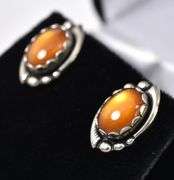 Orange Gemstone Stud Earrings in Sterling Silver