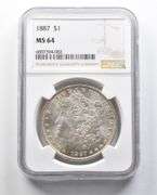 MS64 1887 Morgan Silver Dollar NGC Beautifully Toned