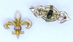 2 Antique Gold-Filled Ladies Watch Pins