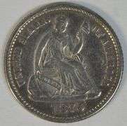 Blazing near Mint 1870 Liberty Seated Half Dime. Flashy