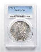 1881-S Morgan Silver Dollar MS66 PCGS