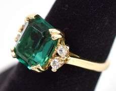 Gorgeous 14K Yellow Gold Emerald and Diamond Ring