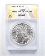 MS63 1887 Morgan Silver Dollar VAM-5 DBL DT Top 100 ANACS