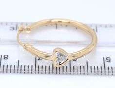 10kt 2 tone gold diamond heart hoop earrings