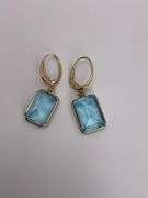 5.2g 14k YG Earrings Dangle Blue Gemstones