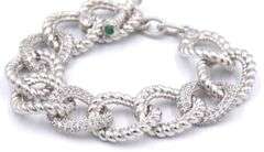 Signed Judith Ripka cubic zirconia link bracelet