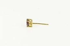 14K Yellow Gold Round Garnet Vintage Solitaire Single Earring