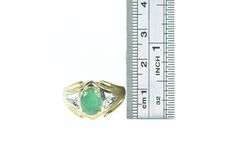 10K Yellow Gold Emerald Diamond Vintage Statement Ring