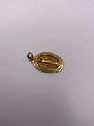 1.7g 14k YG Heart Pendant Virign Mary 1"