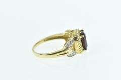 14K Yellow Gold Cushion Garnet Diamond Accent Ring